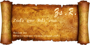 Zséger Rózsa névjegykártya